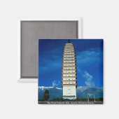 Die drei Pagodas, Dali, Provinz Western Yunnan, Magnet (Vorderseite/Rückseite)