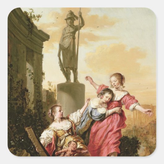 Die drei Töchter von Cecrops Quadratischer Aufkleber (Vorderseite)