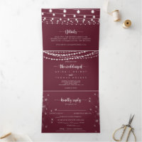Die dreifacher Hochzeit von Burgundy String Lights