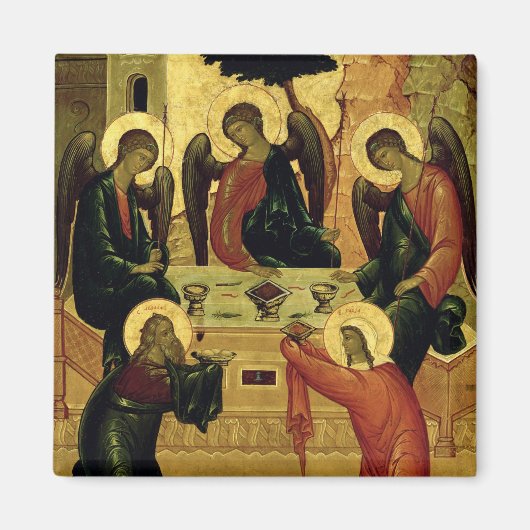 Die Dreifaltigkeit der Heiligen, Novgorod-Schule,  Magnet (Vorne)