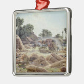 Die Dreschmaschine 1896 Silbernes Ornament (Links)