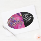 DIE DRITTE MASK , Monogramm Fuchsia Black Ovaler Aufkleber (Umschlag)
