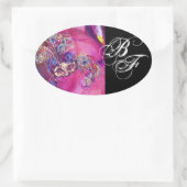 DIE DRITTE MASK , Monogramm Fuchsia Black Ovaler Aufkleber (Tasche)