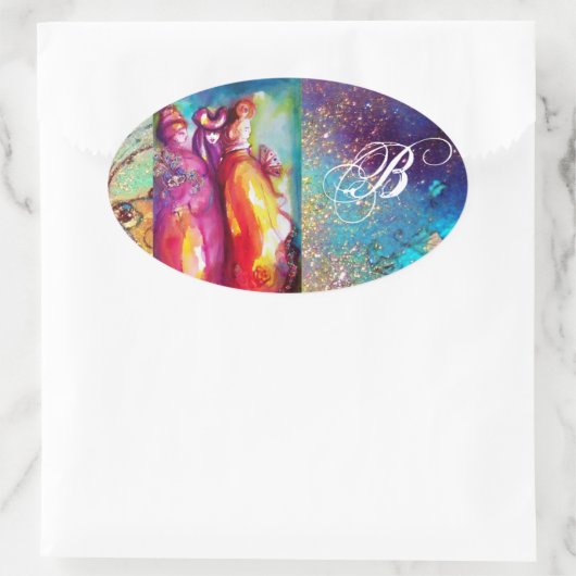 DIE DRITTE MASK , Monogramm Ovaler Aufkleber (Tasche)