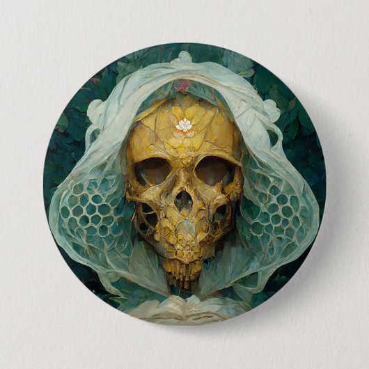 Die Drohne Bee Skull Fantasy Sci-Fi Button (Vorderseite)