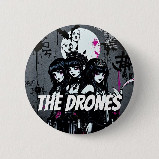 DIE DRONES Dunkel Button (Vorderseite)