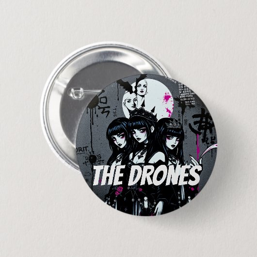 DIE DRONES Dunkel Button (Vorne & Hinten)