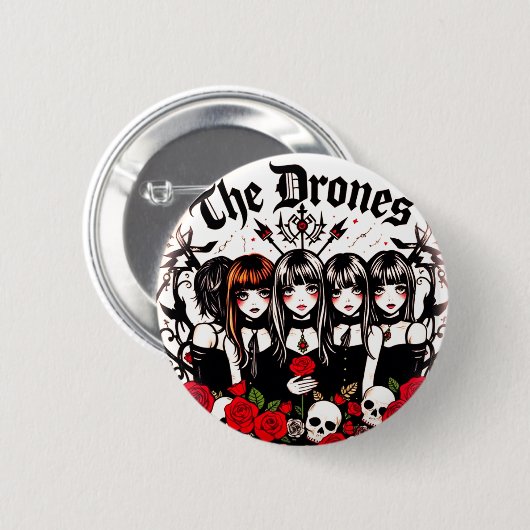 DIE DRONES Dunkel Button (Vorne & Hinten)