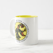 Die Dummkopf-Tasse mit Text Zweifarbige Tasse (Vorderseite Links)