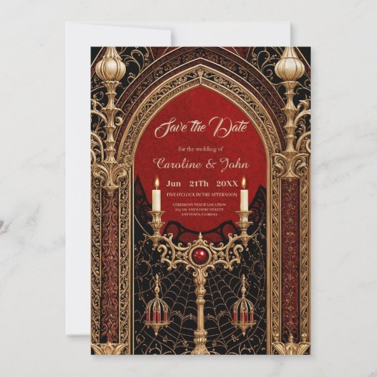 Die dunkle Eleganz des gotischen Stils. Save The Date (Vorderseite)