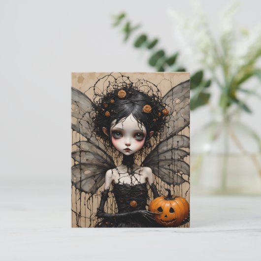 Die dunkle Halloween-Fairy Postkarte (Stehend Vorderseite)