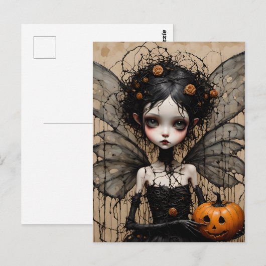 Die dunkle Halloween-Fairy Postkarte (Vorne/Hinten)