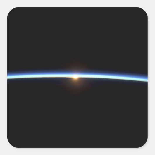 Die dünne Linie der Erdatmosphäre 2 Quadratischer Aufkleber (Vorderseite)