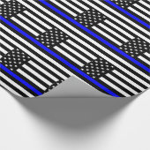 Die dünne Schwarzweiss-US Flagge Blue Lines Geschenkpapier (Ecke)
