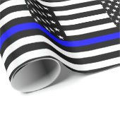 Die dünne Schwarzweiss-US Flagge Blue Lines Geschenkpapier (Rolleneckpunkt)