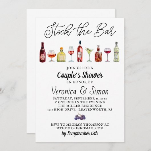 Die Dusche des Bar halten Einladung (Vorne/Hinten)