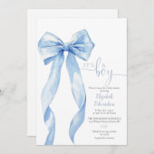 Die Dusche des Blue Bow Baby ist ein Junge Elegant Einladung (Vorne/Hinten)