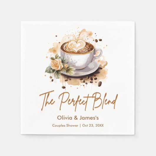 Die Dusche für Hochzeitskaffee ist perfekt. Serviette (Vorderseite)