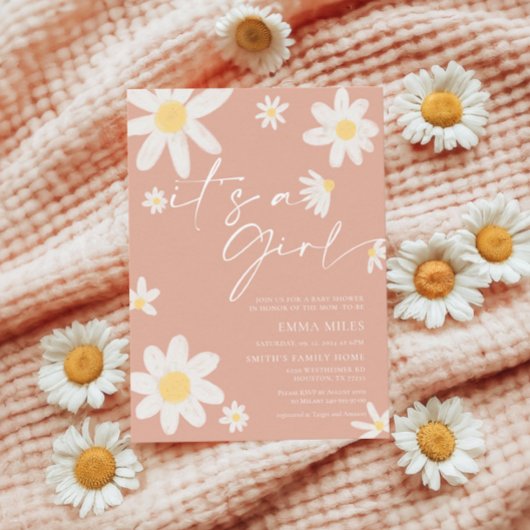 Die Dusche ist ein Mädchen, das in Rosa Blush Dais Einladung