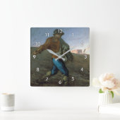 Die Dusche, Jean-Francois Millet Quadratische Wanduhr (Zuhause)