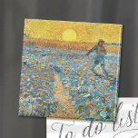 Die Dusche | Vincent Van Gogh Postcard Magnet<br><div class="desc">Die Dusche (1888) von dem niederländischen Post-Impressionisten Vincent Van Gogh. Originale Kunstwerke sind ein Öl auf Leinwand. Die Landschaft zeigt einen Bauer in einem abstrakten Feld mit der hellgelben Sonne im Hintergrund. Verwenden Sie die Entwurfstools,  um einen benutzerdefinierten Text hinzuzufügen oder das Bild zu personalisieren.</div>