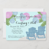 Die Dusche von Beach Lanterns Couple Einladung (Vorderseite)