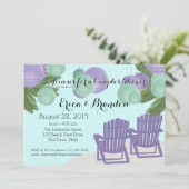 Die Dusche von Beach Lanterns Couple Einladung (Stehend Vorderseite)