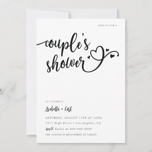 Die Dusche von Hearts Couple Einladung (Vorderseite)