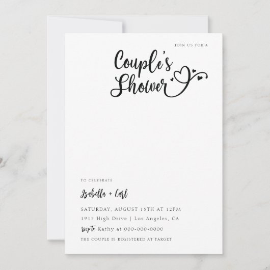 Die Dusche von Hearts Couple Einladung (Vorderseite)