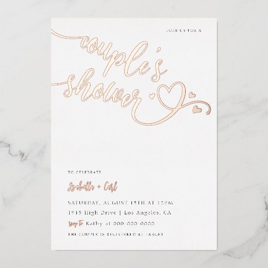 Die Dusche von Hearts Couple Folieneinladung (Vorderseite)