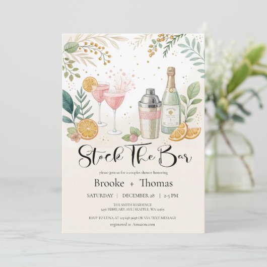 Die Duscheinladung des Bar sichern Einladung (Stehend Vorderseite)