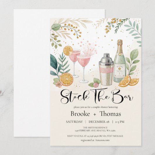 Die Duscheinladung des Bar sichern Einladung (Vorne/Hinten)