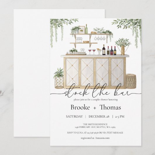 Die Duscheinladung des Bar sichern Einladung (Vorne/Hinten)