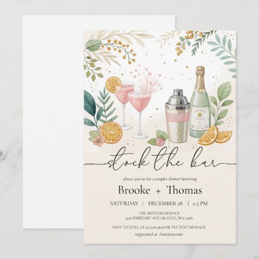 Die Duscheinladung des Bar sichern Einladung (Vorne/Hinten)