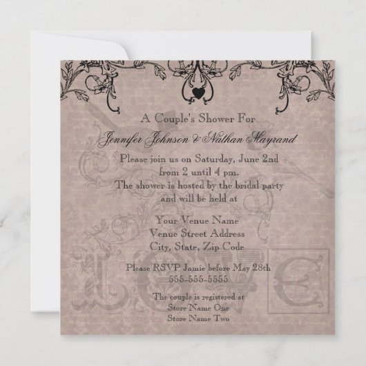 Die Duschen-Einladung des Einladung (Rückseite)