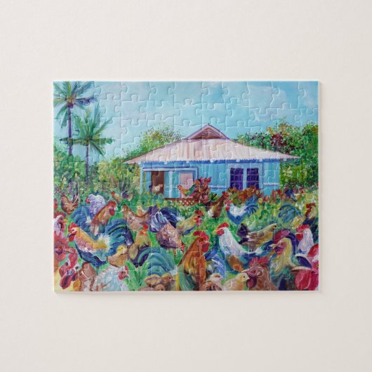Die echte Kauai mit Roostern und Hühnern Puzzle (Horizontal)