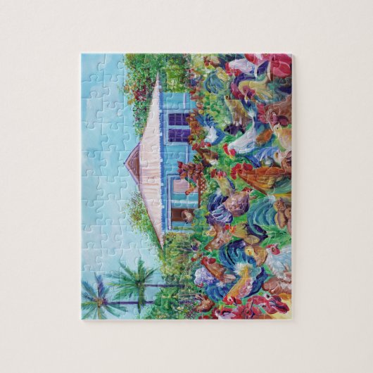 Die echte Kauai mit Roostern und Hühnern Puzzle (Vertikal)