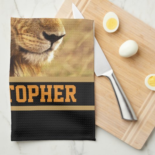 Die edle Löwe-Fotografie Geschirrtuch (Viertel Falte)