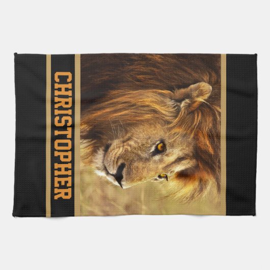 Die edle Löwe-Fotografie Geschirrtuch (Horizontal)