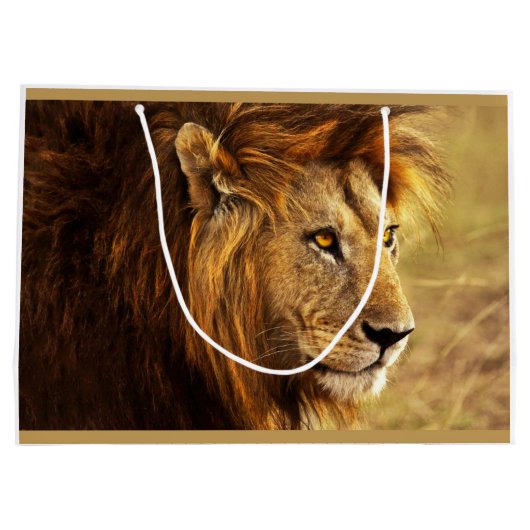 Die edle Löwe-Fotografie Große Geschenktüte (Rückseite)