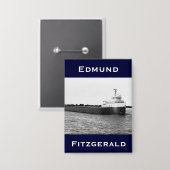 Die Edmund Fitzgerald auf dem St. Clair River Button (Vorderseite/Rückseite)