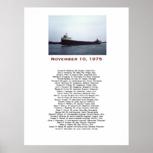 Die Edmund Fitzgerald mit Crew Namen Geschenkbox Poster