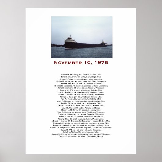 Die Edmund Fitzgerald mit Crew Namen Geschenkbox Poster (Vorne)