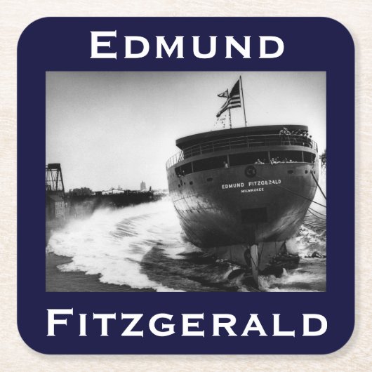 Die Edmund Fitzgerald Rechteckiger Pappuntersetzer (Vorderseite)