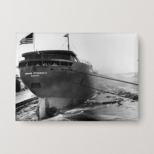 Die Edmund Fitzgerald Vintage Great Lakes Schiff Button (Vorderseite)