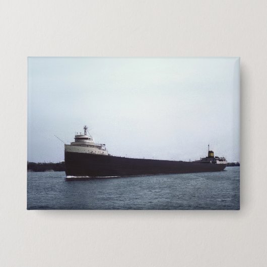 Die Edmund Fitzgerald Vintage Great Lakes Schiff Button (Vorderseite)