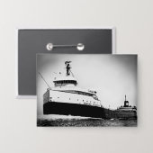 Die Edmund Fitzgerald Vintage Great Lakes Schiff Button (Vorderseite/Rückseite)