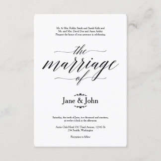Die Ehe der einfachen Hochzeitseinladung Einladung