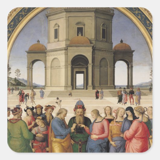 Die Ehe der Jungfrau, 1500-04 Quadratischer Aufkleber (Vorderseite)
