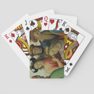 Die Ehe der Jungfrau, das Detail der Koffer, Spielkarten